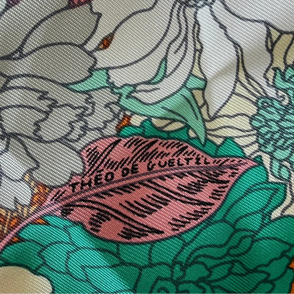 Hermès Robe Leger Carre 90 Floral Horse Silk Scarf in Vibrant Orange